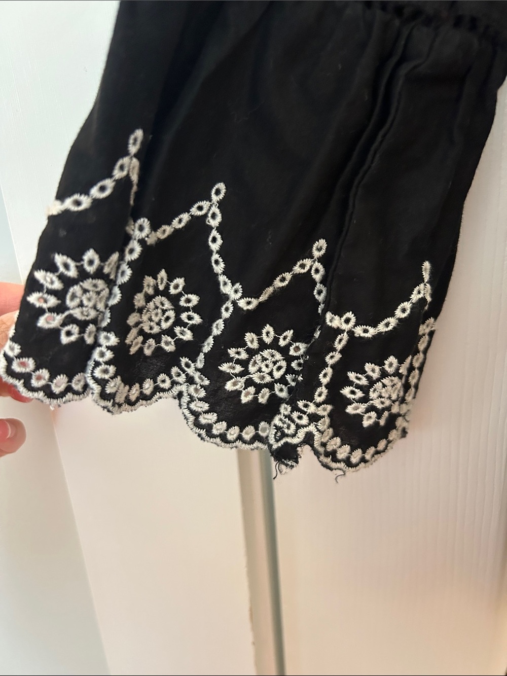 GAP Black Peasant Blouse with White Eyelet Embroidery - Picture 2 of 3